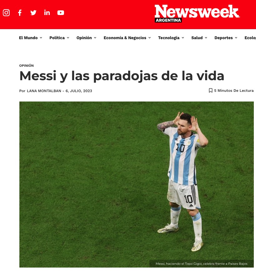 Columna sobre Lionel Messi en Newsweek Argentina